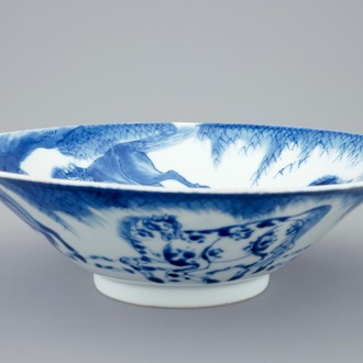 Un bol en porcelaine de Chine à décor de chevaux, Shunzhi/Kangxi, Kangxi